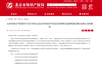 金恒博远入选 2025 年北京市知识产权试点单位